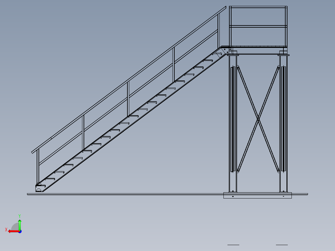 钢结构楼梯后视图