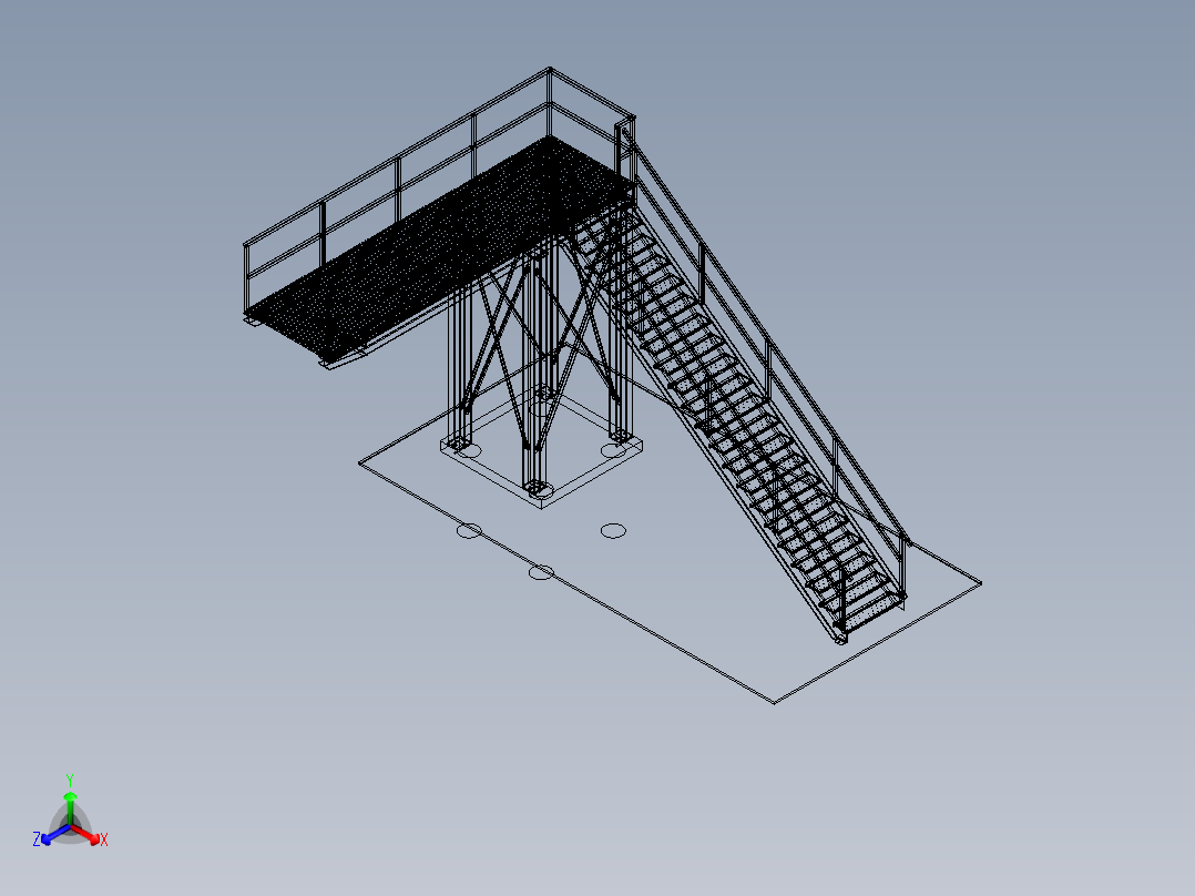 钢结构楼梯正等轴测图