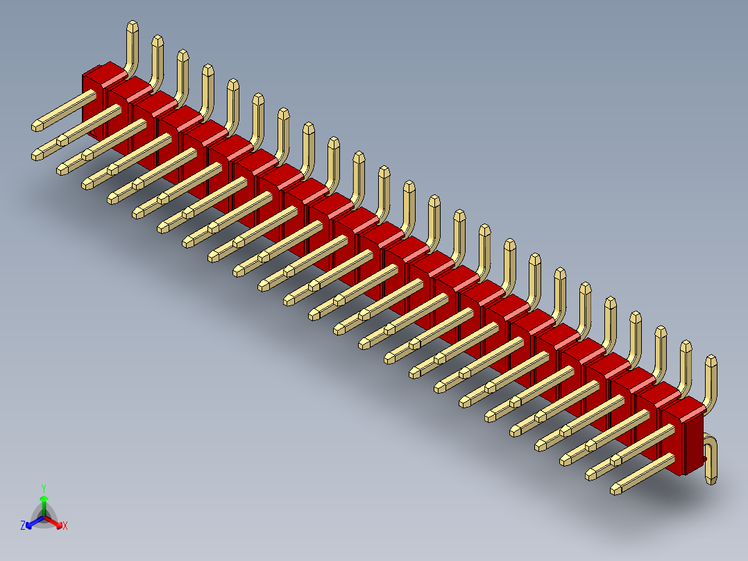 彩色公排针 100mil 2.54mm 系列-DS1022_red_48p_100mil_TypeSMT_rev1.0主视图