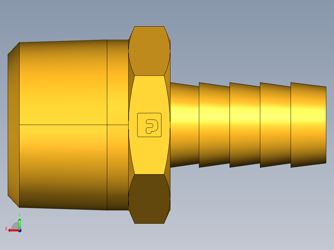 倒齿式工业管接头Hose Barb to Male Pipe 125HBL-8-12后视图