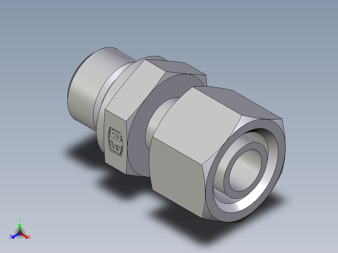 卡套式工业通用硬管接头EO_Standpipe_connector_EVGE12LMEDCF正等轴测图