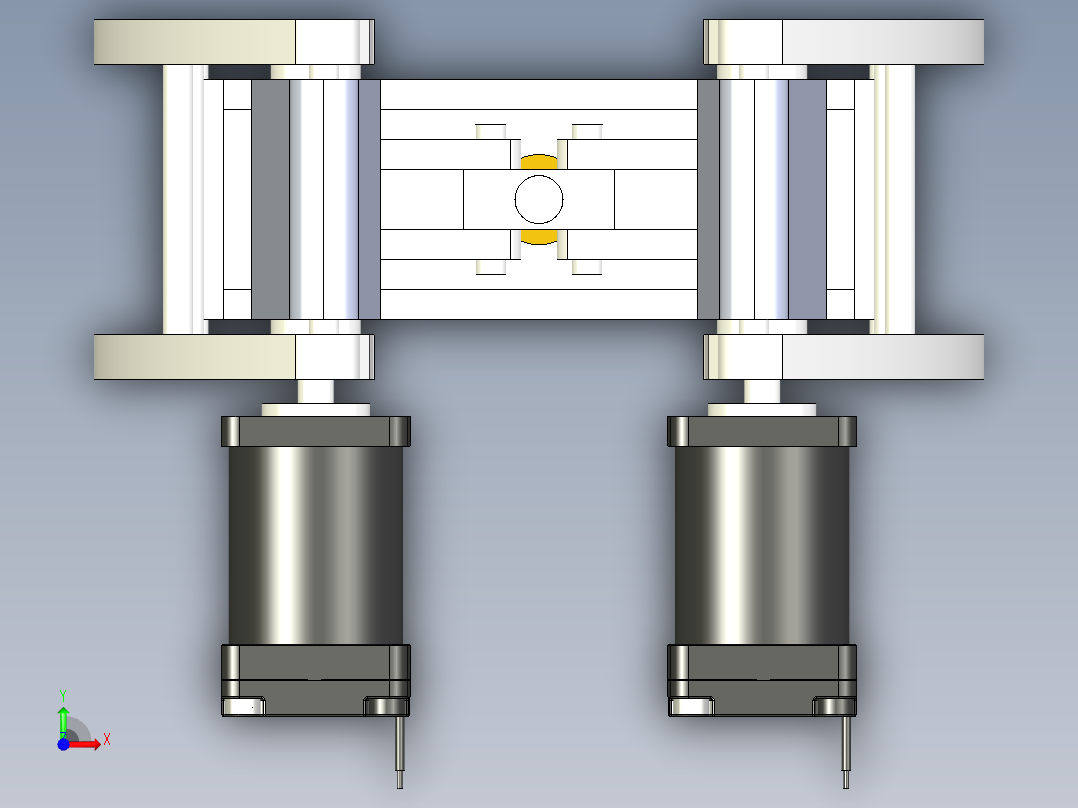一块带电机的机械手爪前视图