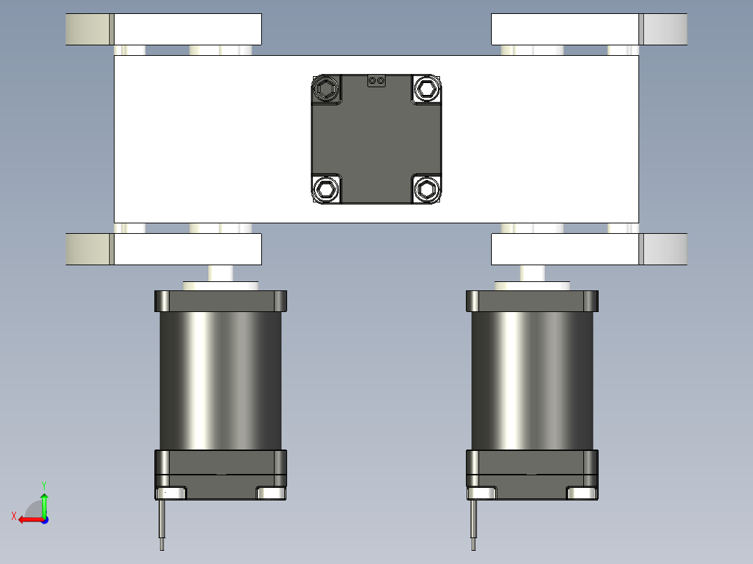 一块带电机的机械手爪后视图
