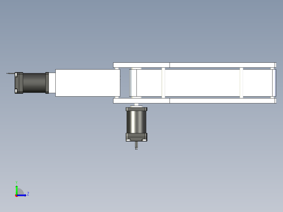 一块带电机的机械手爪左视图