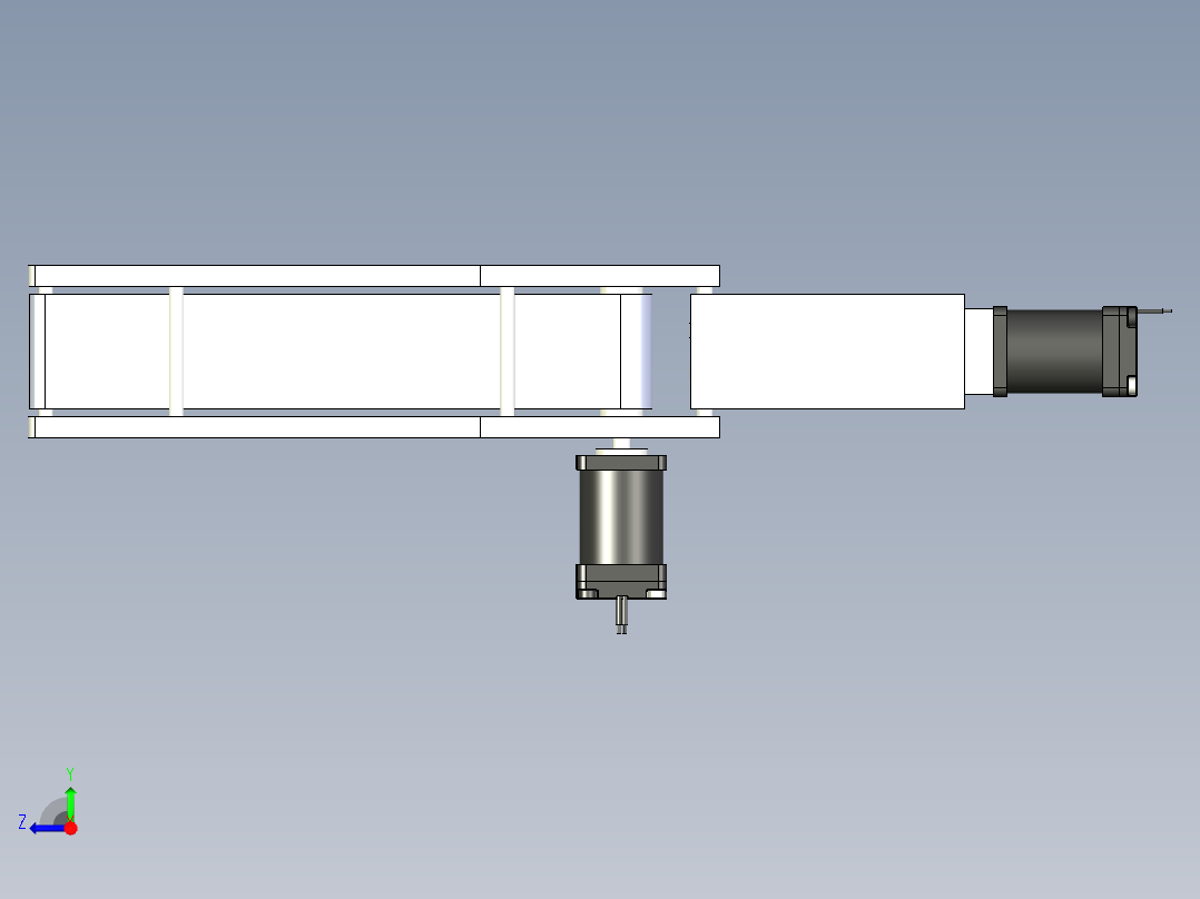 一块带电机的机械手爪右视图