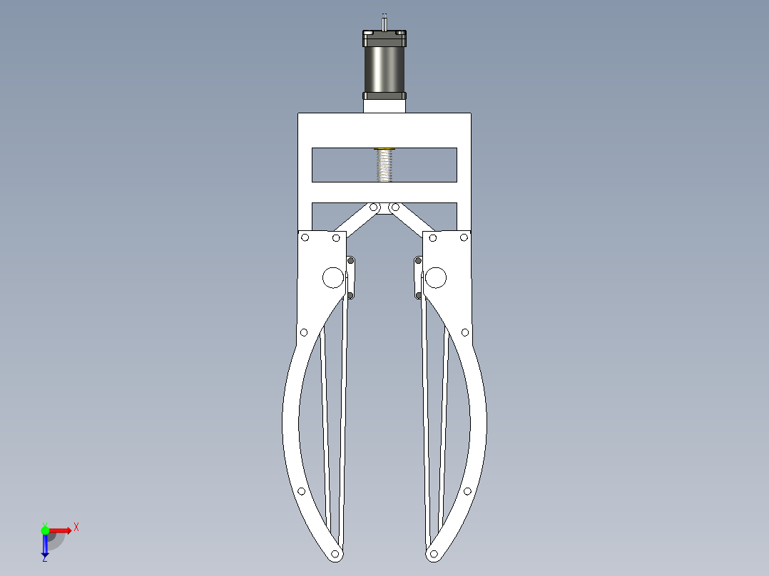 一块带电机的机械手爪俯视图