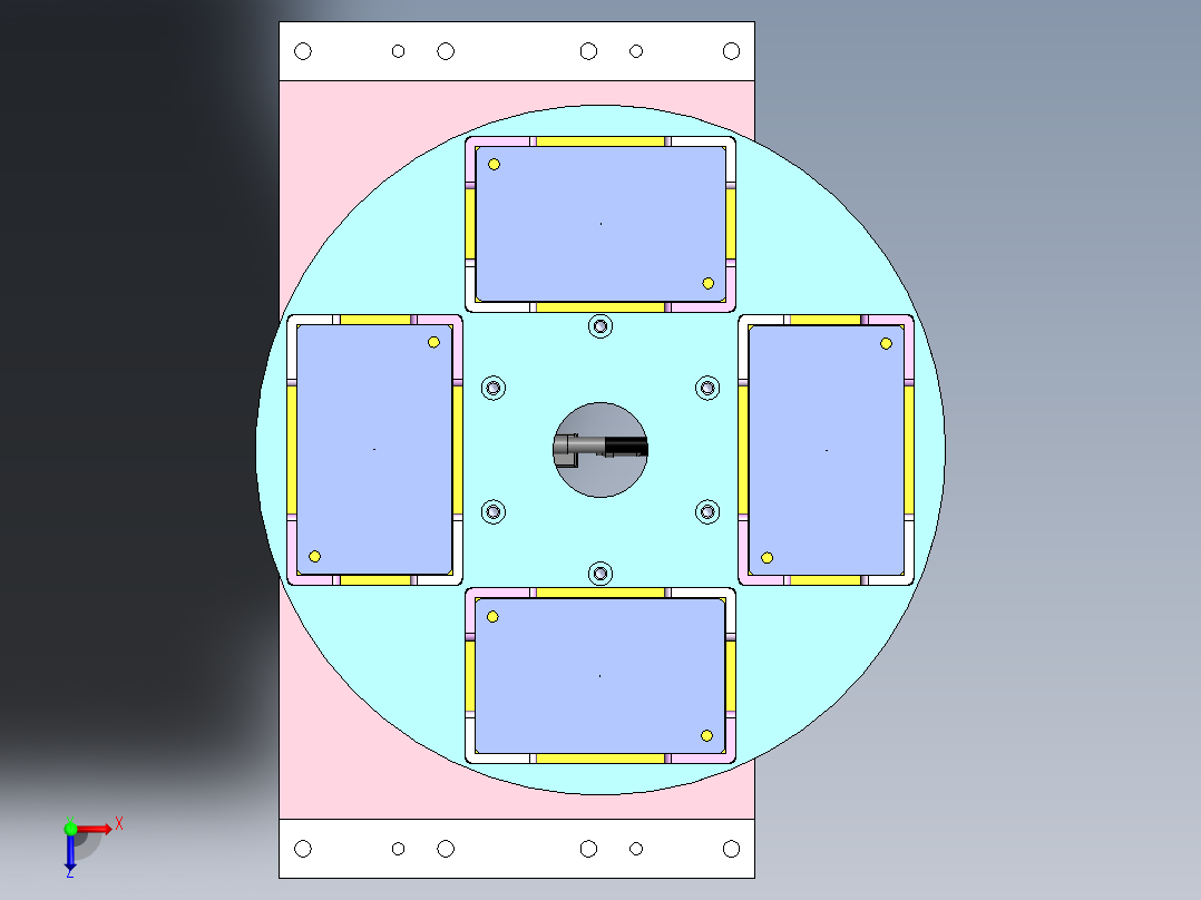 4工位旋转送料机结构俯视图