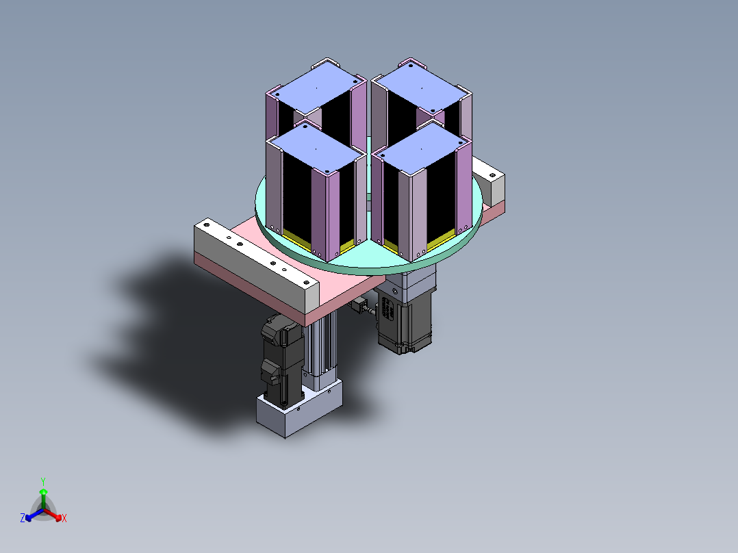 4工位旋转送料机结构正等轴测图