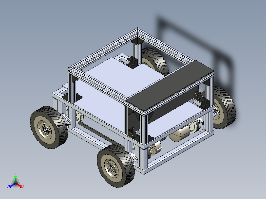 E1214-四轮运输小车设计三维Step