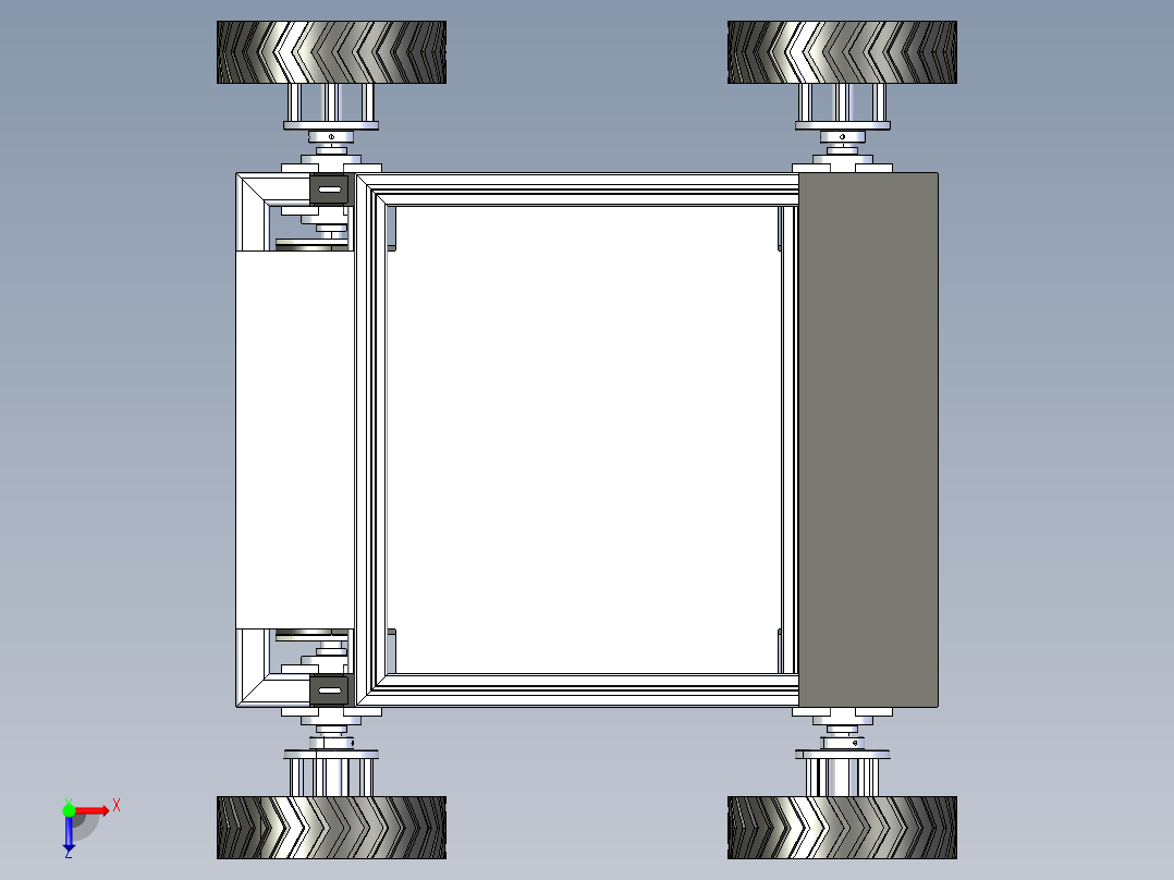 E1214-四轮运输小车设计三维Step俯视图
