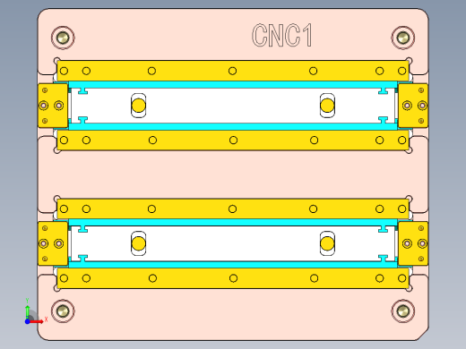 长条金属飞面打孔侧夹紧治具模型前视缩略图