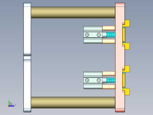 长条金属飞面打孔侧夹紧治具模型左视缩略图