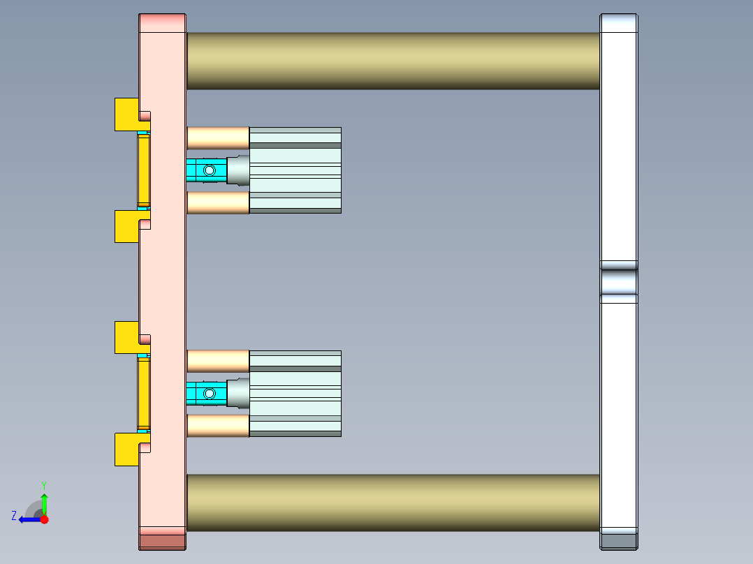 长条金属飞面打孔侧夹紧治具模型右视图