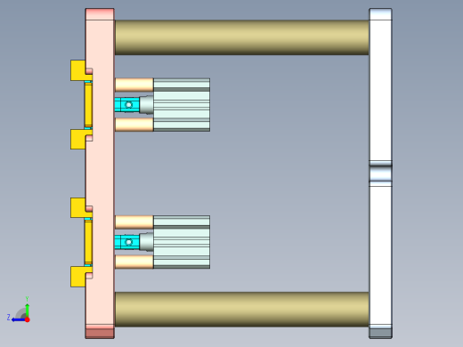 长条金属飞面打孔侧夹紧治具模型右视缩略图