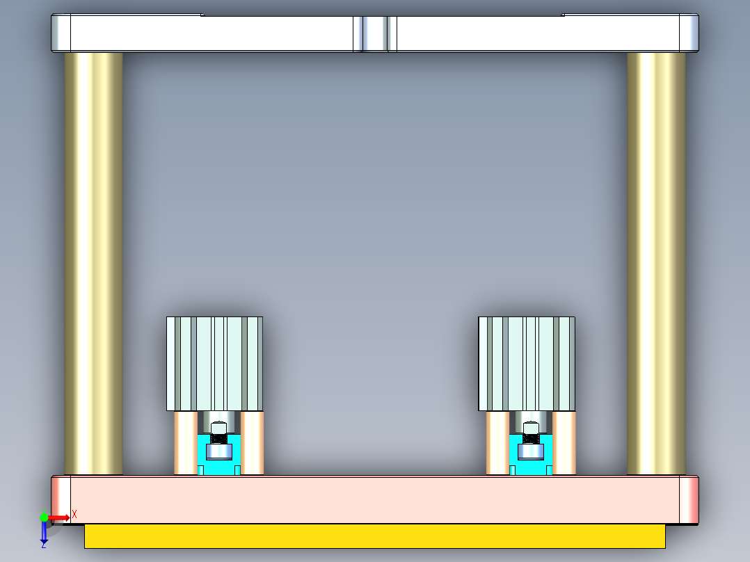 长条金属飞面打孔侧夹紧治具模型俯视图