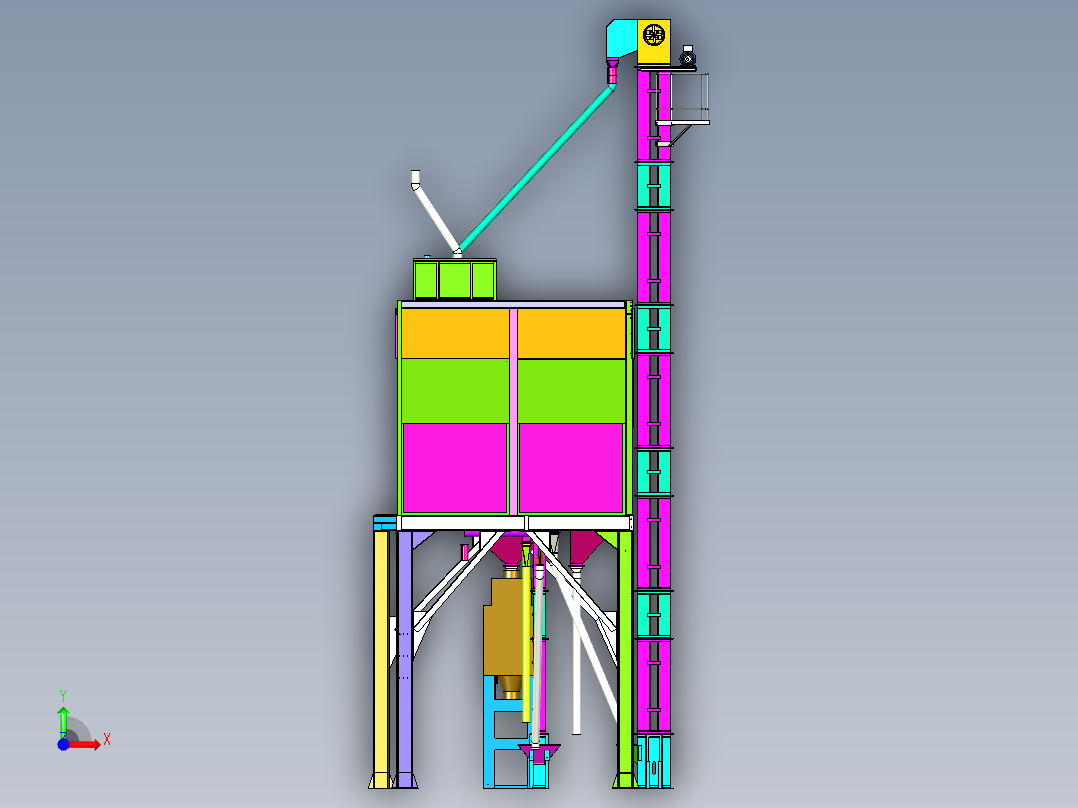 稻谷加工储存仓前视图