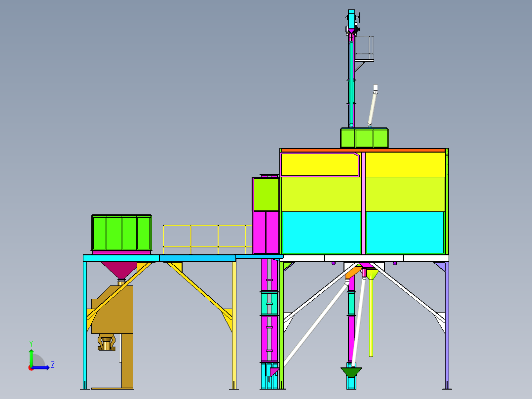 稻谷加工储存仓左视图