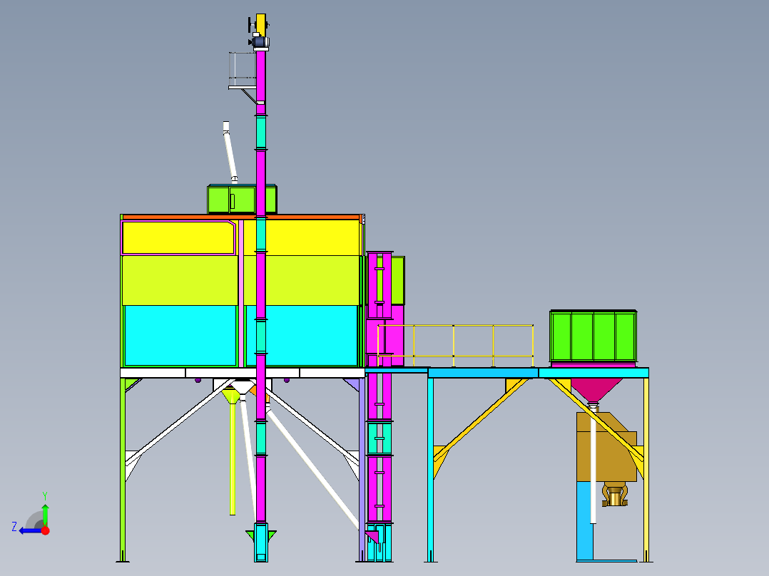 稻谷加工储存仓右视图