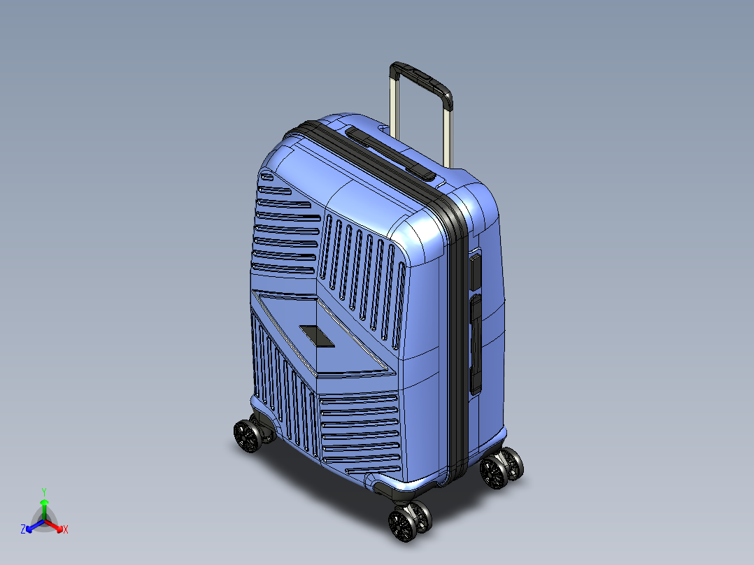 大肚子拉杆箱正等轴测图