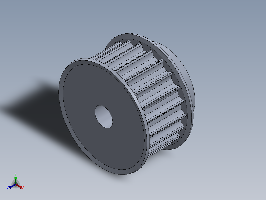 皮带轮22齿同步轮正等轴测图