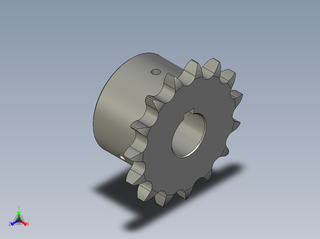 204-011电机链轮15Z08B正等轴测图