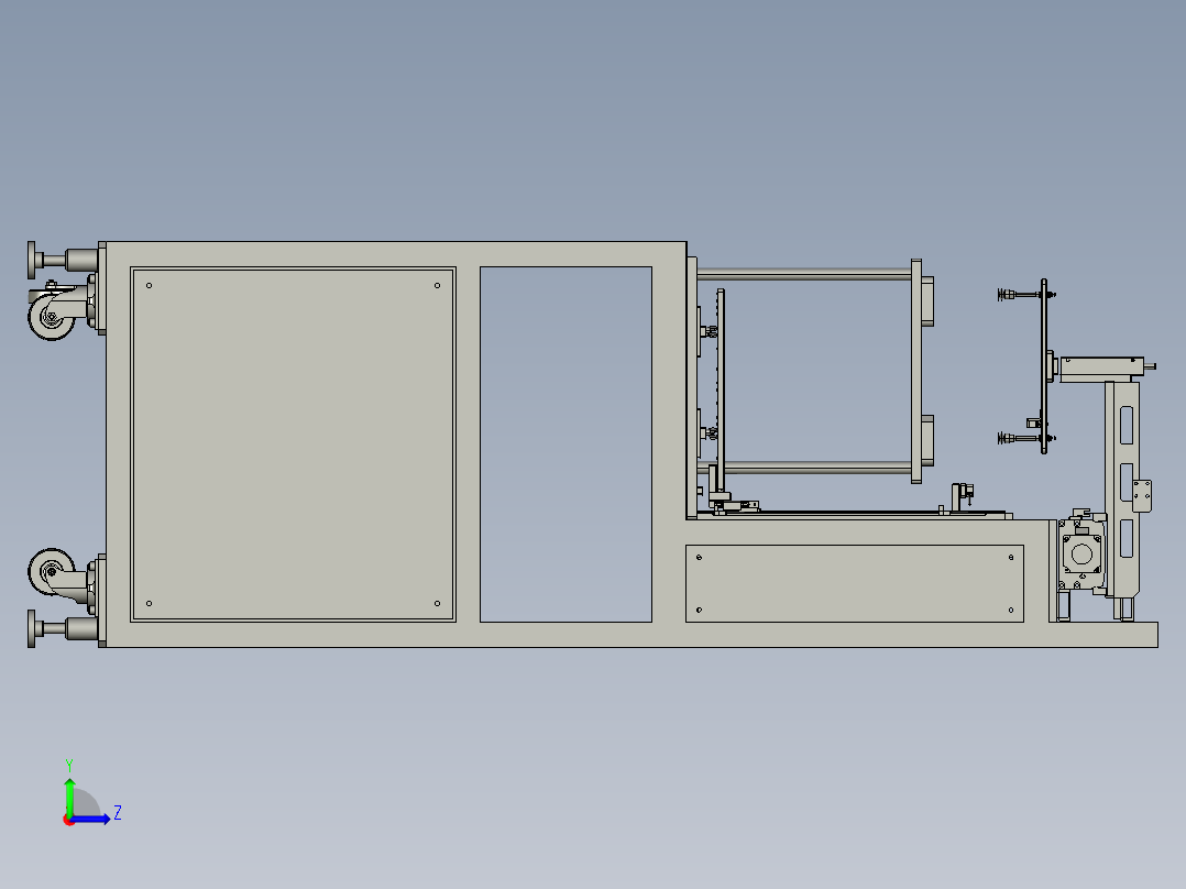 负极电池极片放料机左视图