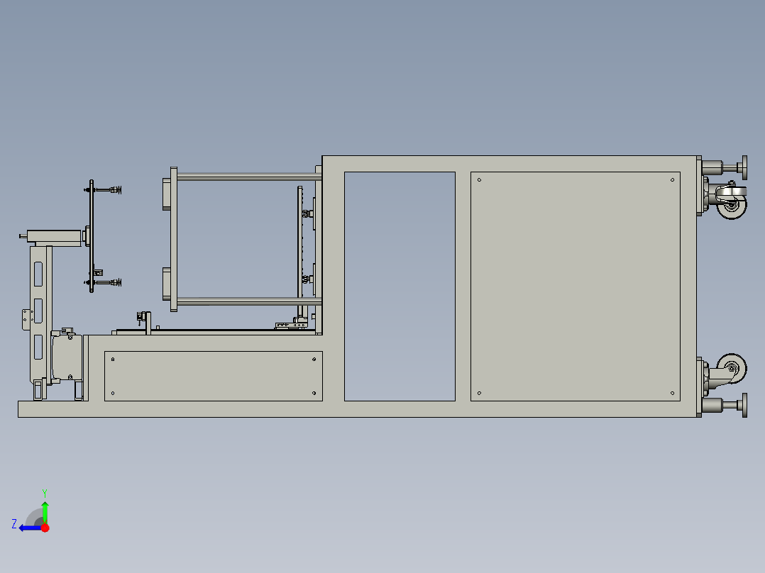 负极电池极片放料机右视图