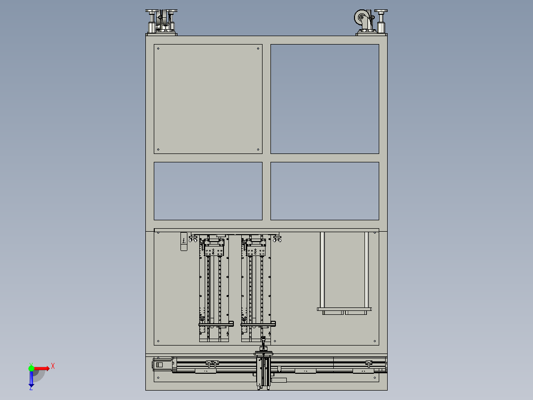 负极电池极片放料机俯视图