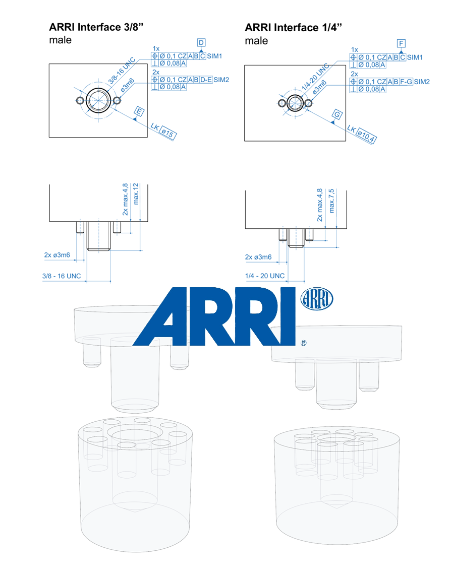 ARRI 销锁标准接口（3_8_ 和 1_4_）