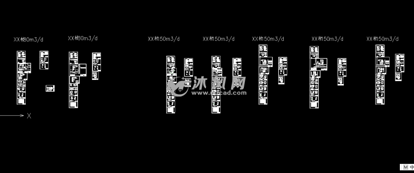 7个农村村镇微型污水处理站工程设计CAD图纸