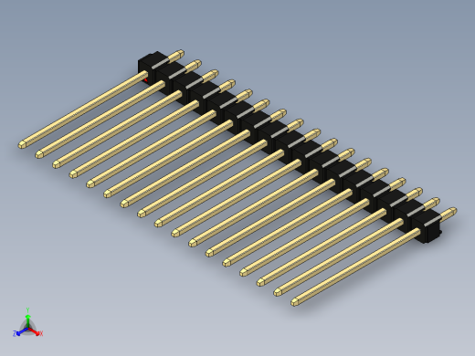 彩色公头100mil（2.54mm）系列-DS1021_black_1x17p_100mil_Type19_rev1.0正等轴测缩略图