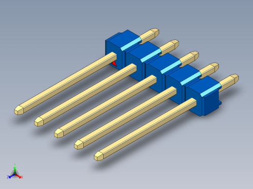 彩色公头100mil（2.54mm）系列-DS1021_blue_1x05p_100mil_Type5_rev1.0正等轴测缩略图