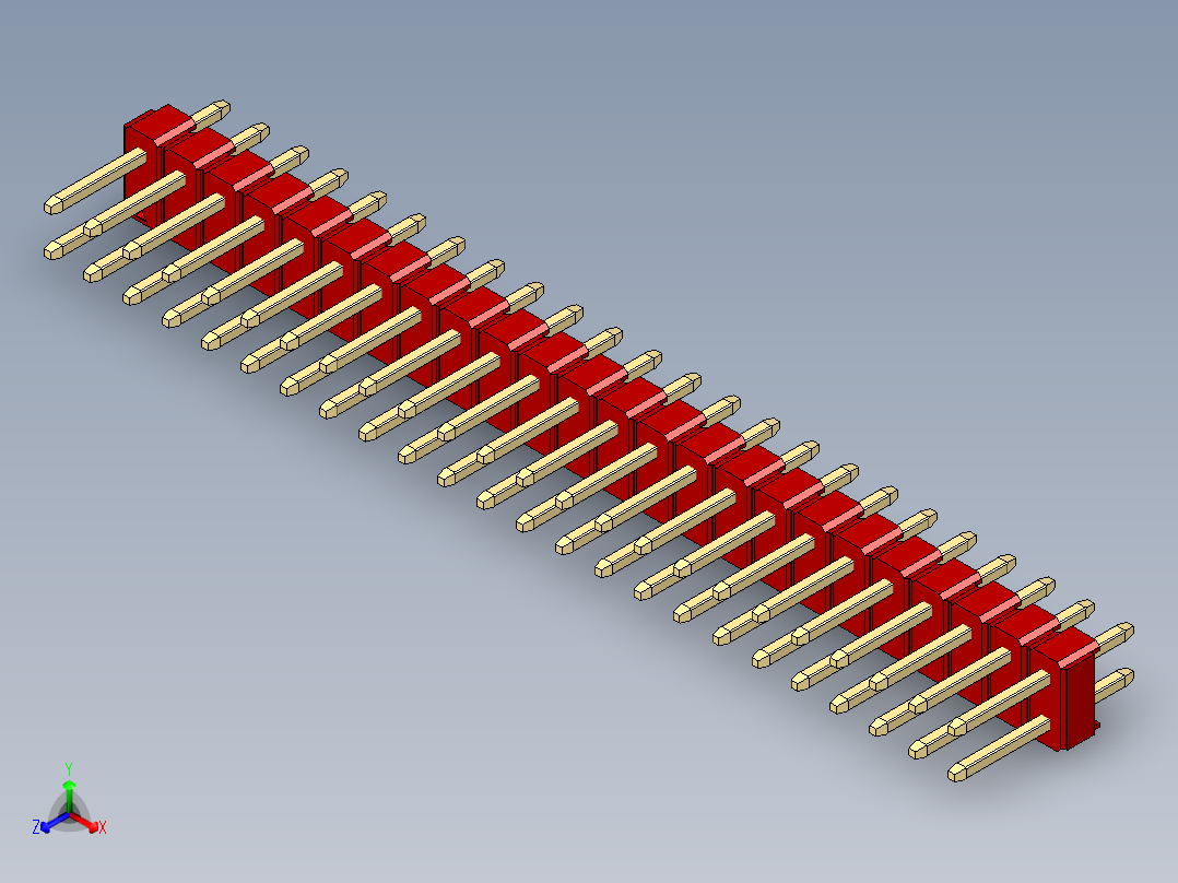 彩色公头100mil（2.54mm）系列-DS1021_red_2x24p_100mil_Type1_rev1.0主视图