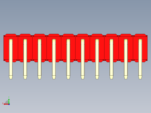 彩色公排针 100mil 2.54mm 系列-DS1022_red_2x10p_100mil_TypeD_rev1.0后视缩略图