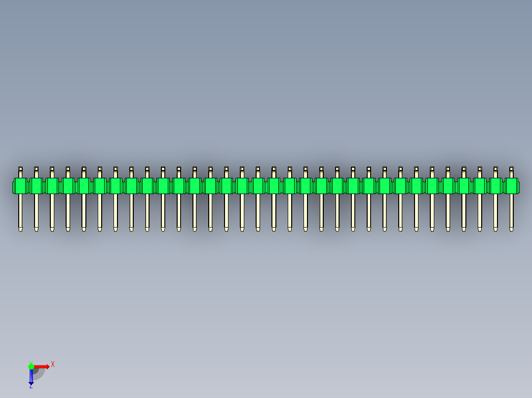 彩色公排针 100mil 2.54mm 系列-DS1022_green_64p_100mil_TypeSMT_rev1.0俯视图