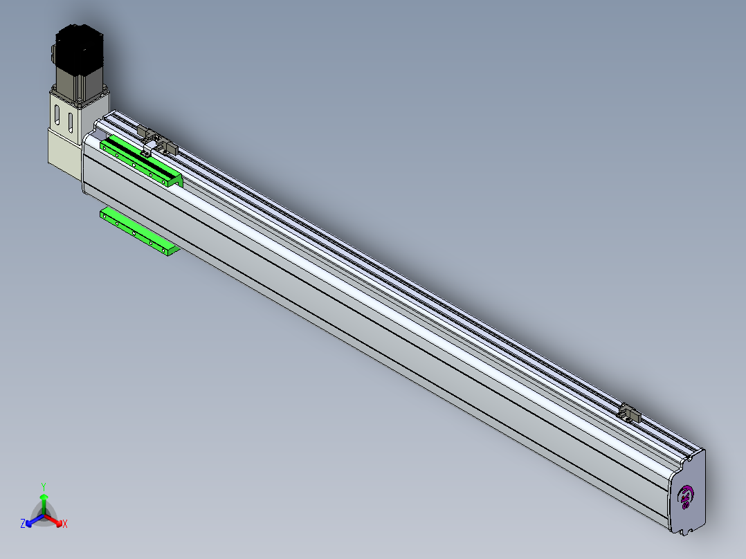 同步带滑台-半封闭B13-L90-S950-R-P40-D3正等轴测图