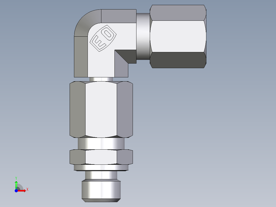 卡套式工业通用硬管接头EO_Assembled_adjustable_standpipe_elbow_EVW06LM71前视图