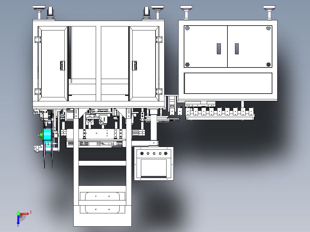 SATA7+6PIN自动检测包装机sw18可编辑俯视图
