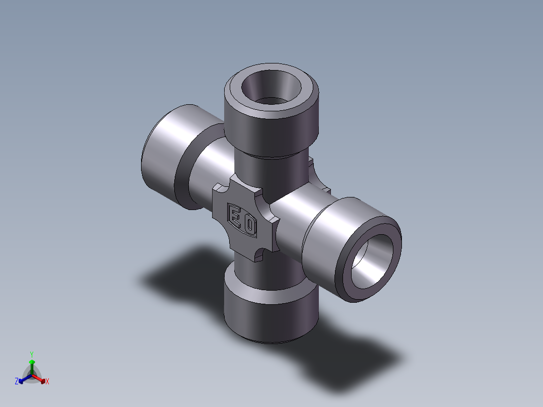 XC+XD 四通接头、XD-16正等轴测图