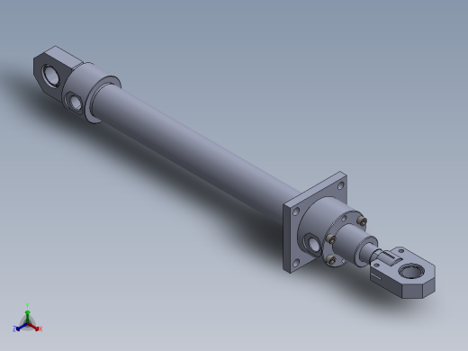 磨床型液压缸（带前法兰固定） 63x40x600mm正等轴测缩略图