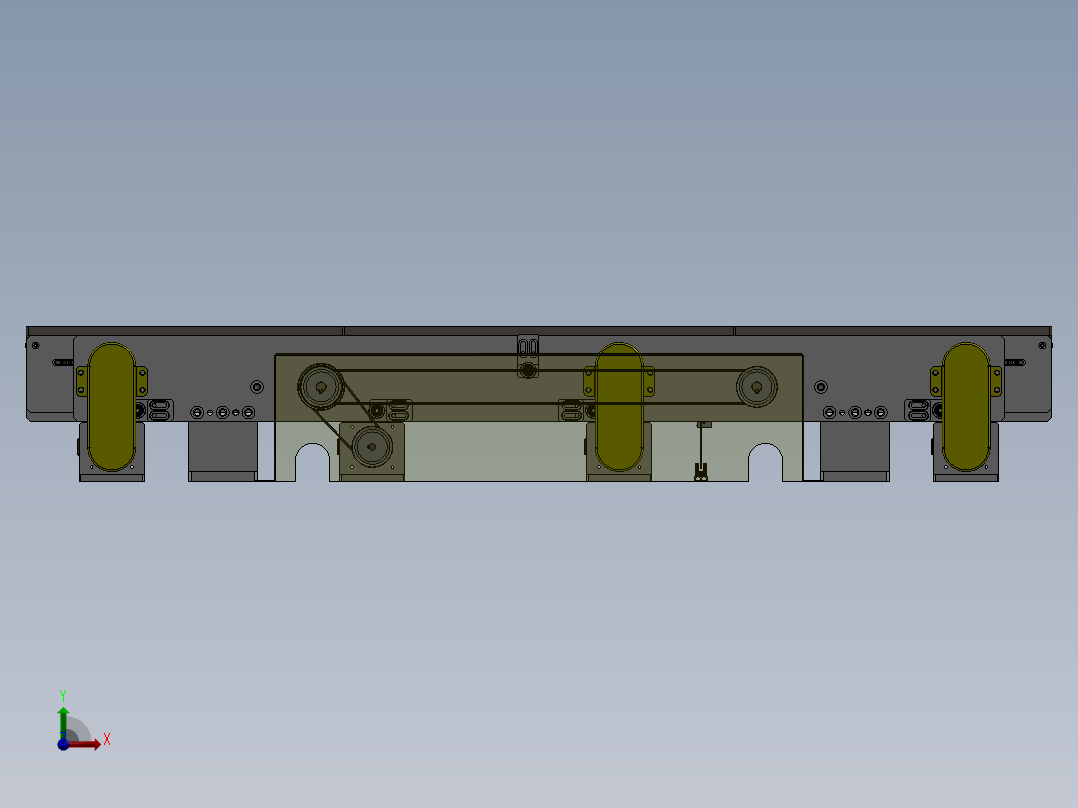 可调节宽度的双列皮带输送组件前视图