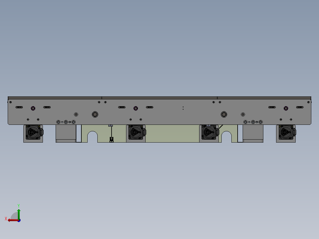 可调节宽度的双列皮带输送组件后视图