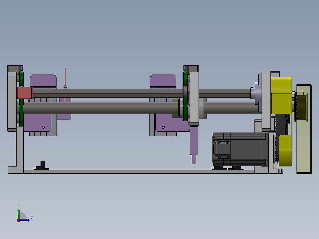 可调节宽度的双列皮带输送组件左视图