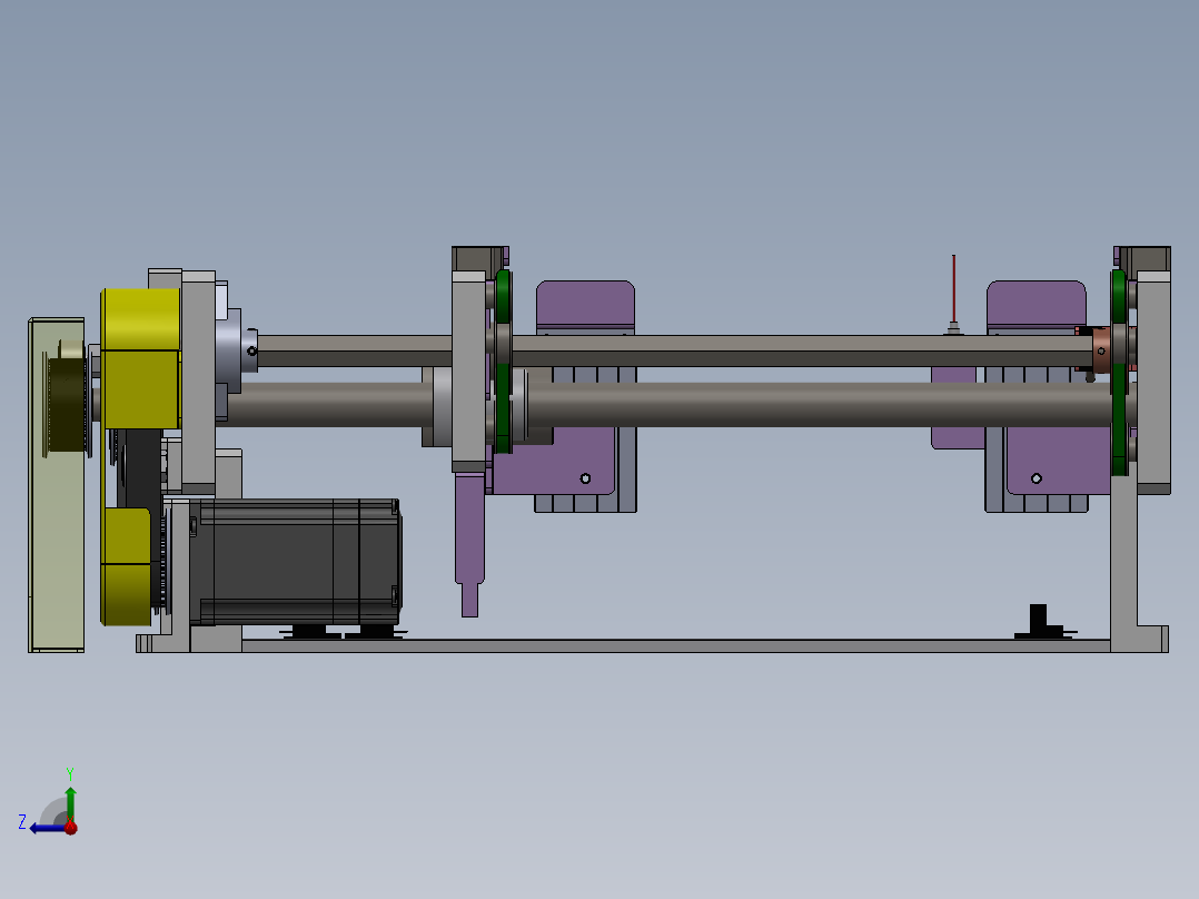 可调节宽度的双列皮带输送组件右视图