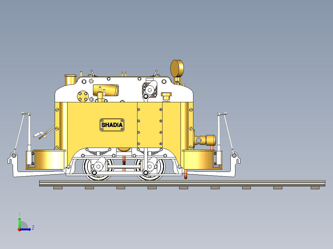 火车机车列车guinness-locomotive-1833-模型格式为 stp左视图