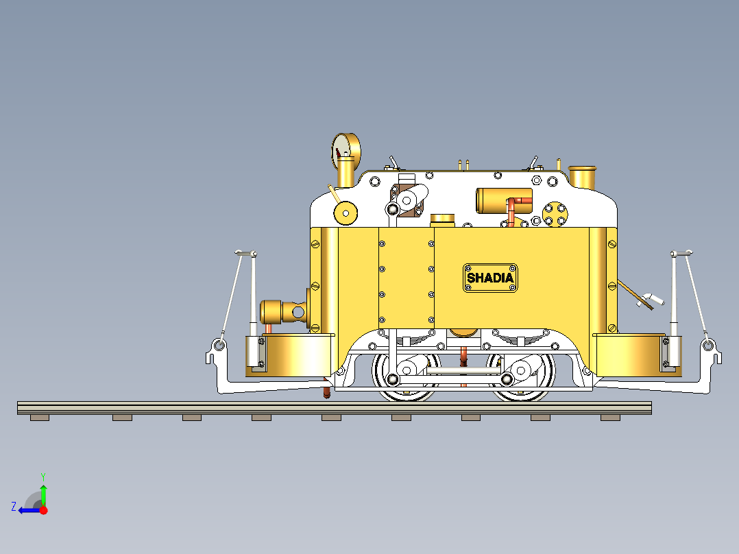 火车机车列车guinness-locomotive-1833-模型格式为 stp右视图
