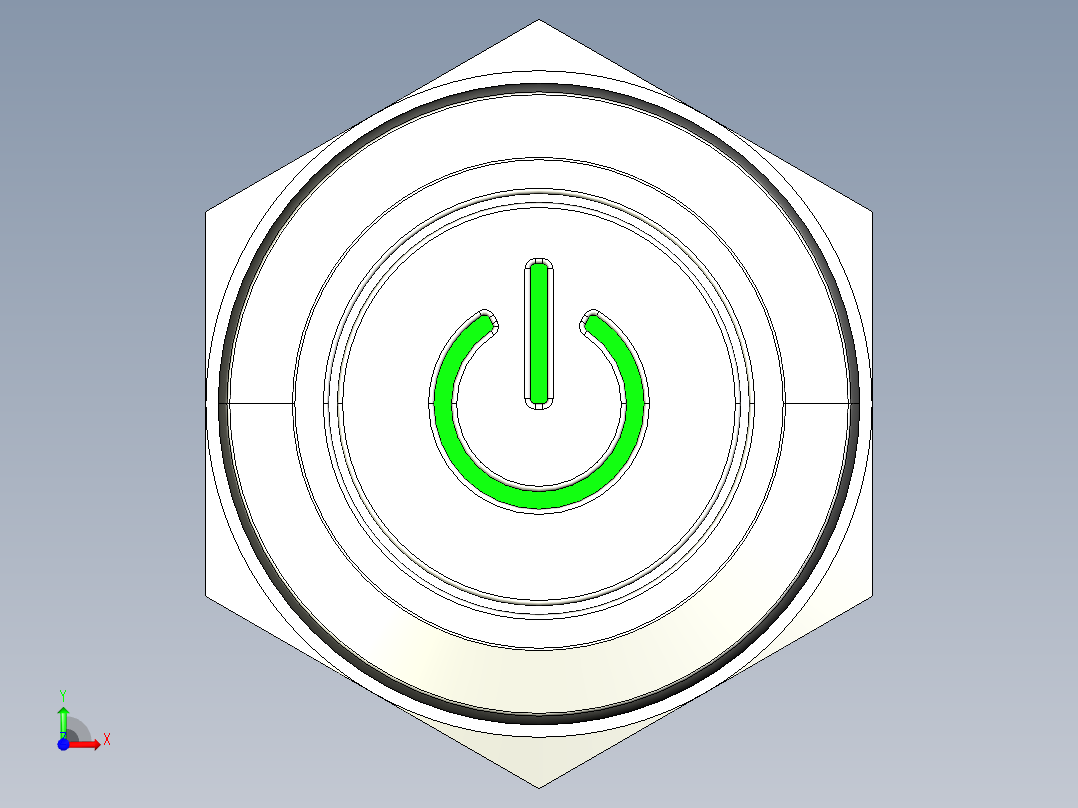 金属带锁16mm LED照明电源按钮开关前视图