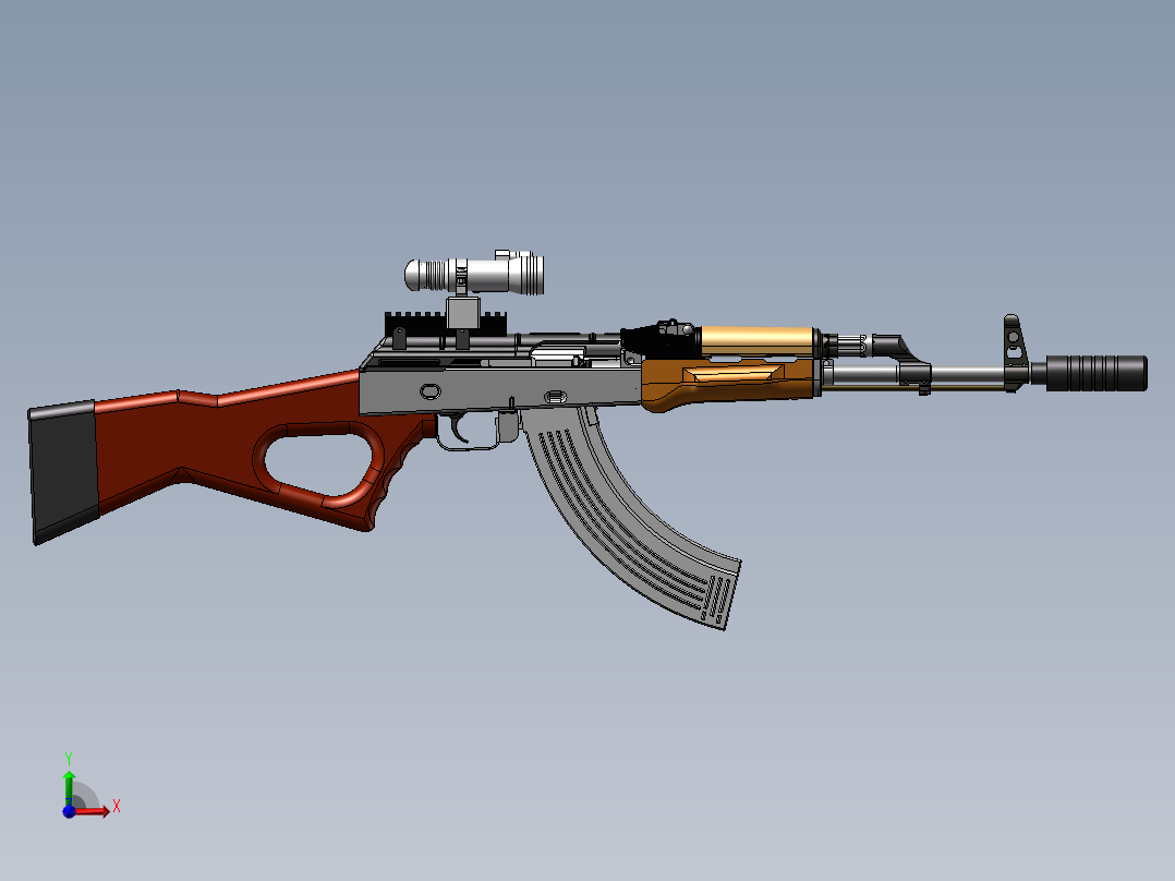 手枪左轮冲锋枪老式狙击步枪设计3D图纸kalashnikov-ak47nbq-1 2 STP SW UG X_T前视图