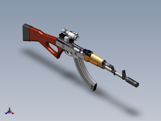 手枪左轮冲锋枪老式狙击步枪设计3D图纸kalashnikov-ak47nbq-1 2 STP SW UG X_T正等轴测缩略图