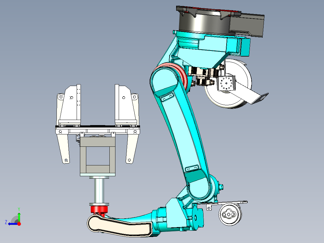 方管自动化抱具设计（机器人抓取）右视图